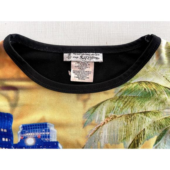 Self Esteem Sz L Los Angeles Graphic Knit Top Y2K Stretch Unique Vintage Unique - Picture 8 of 9